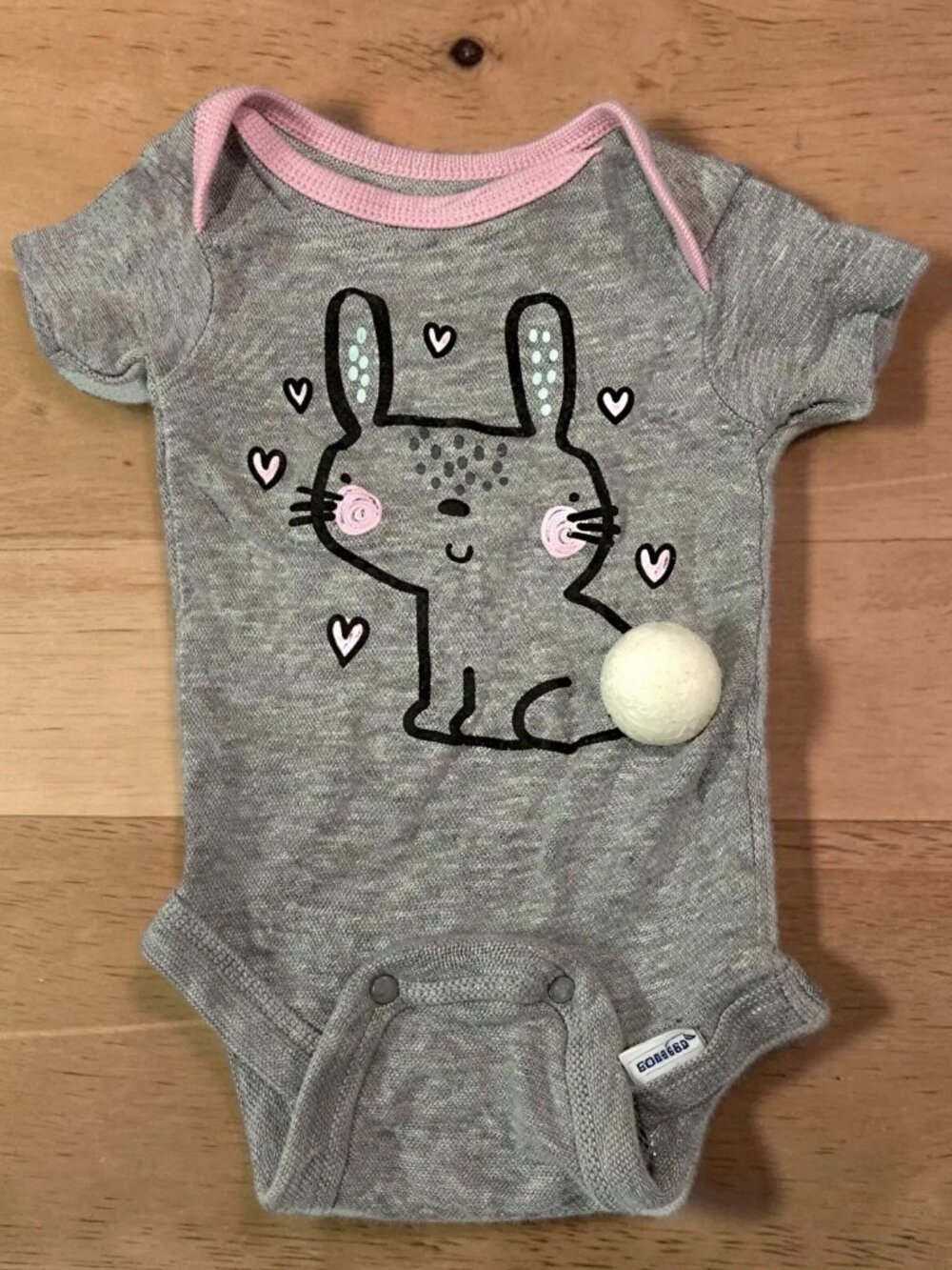 6/$12 💥♻ Gerber Heather Grey/Pink Bunny Themed Onesie Bodysuit | Size NB | 1035